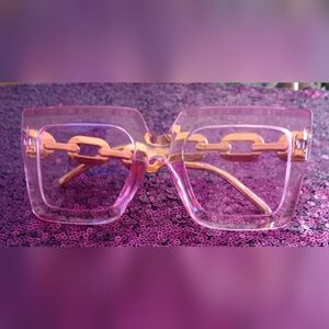 Pink and Gold Square Sunglasses